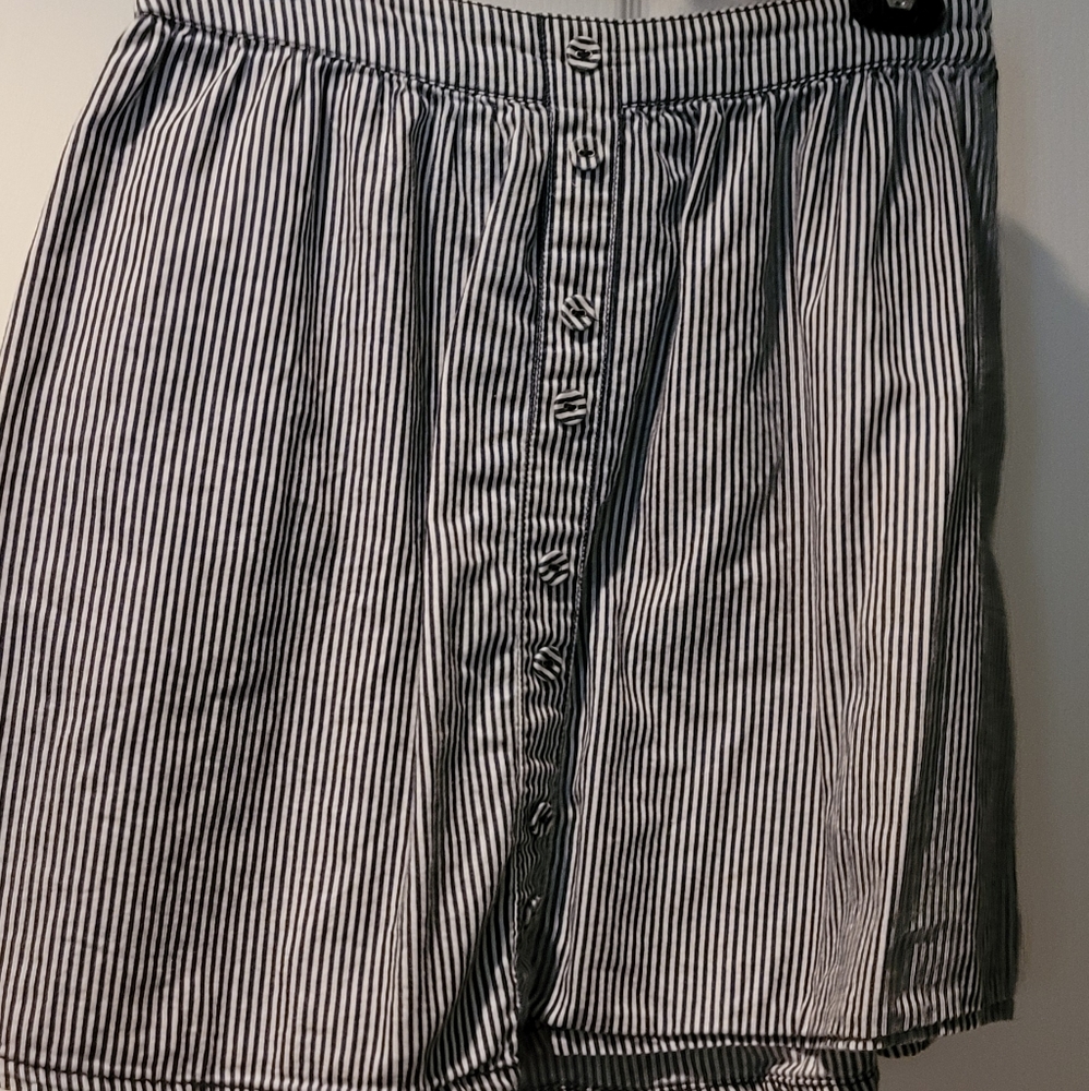 Blue and white stripped skirt with buttons